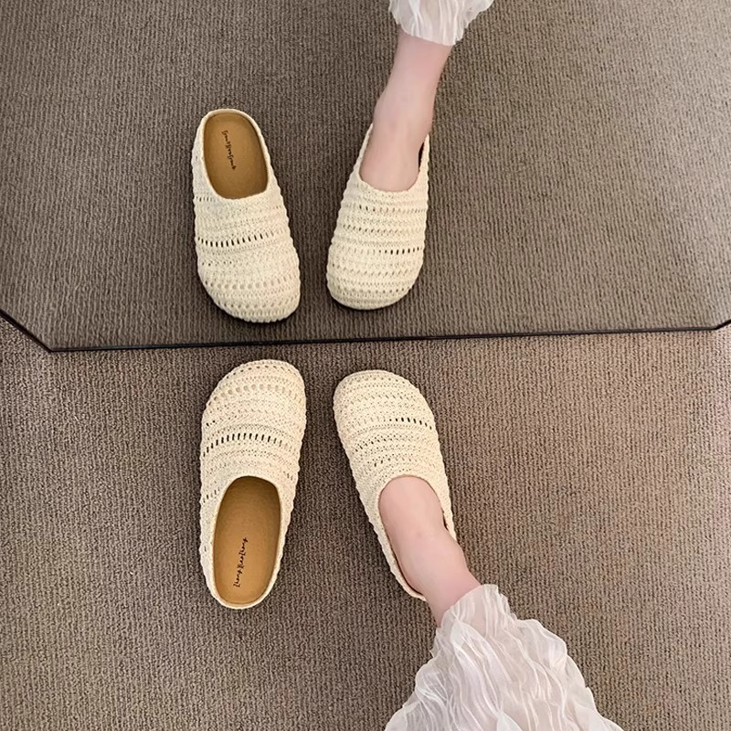 Sandal Wanita Anyaman Rafia, S - Mule Slip On ulasan dan harga
