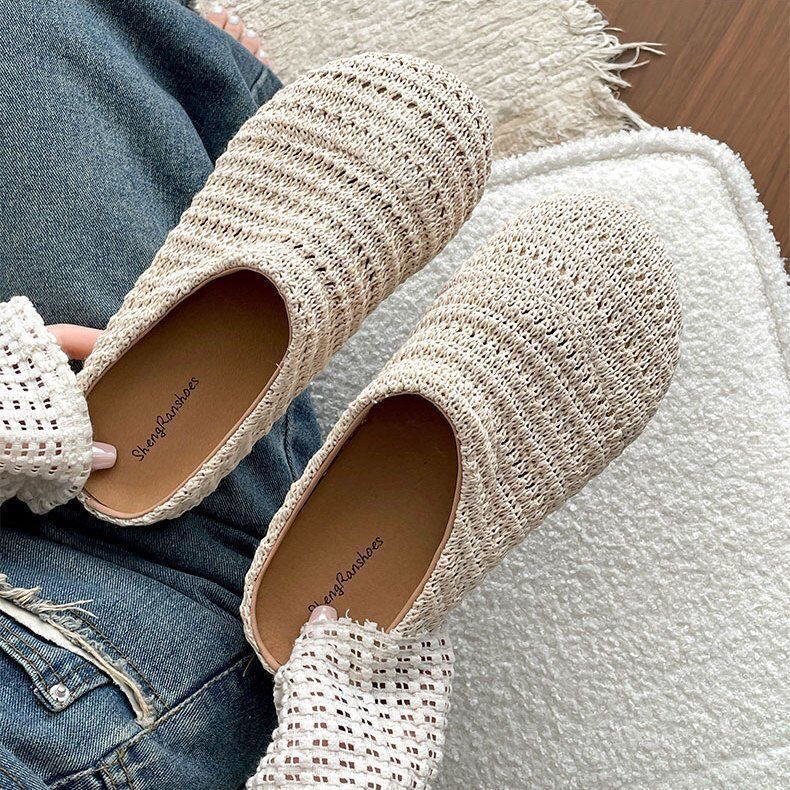Sandal Wanita Anyaman Rafia, S - Mule Slip On ulasan dan harga