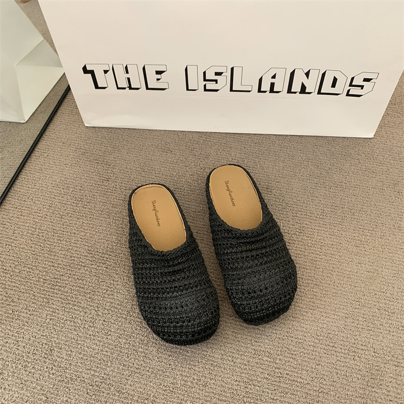 Sandal Wanita Anyaman Rafia, S - Mule Slip On ulasan dan harga