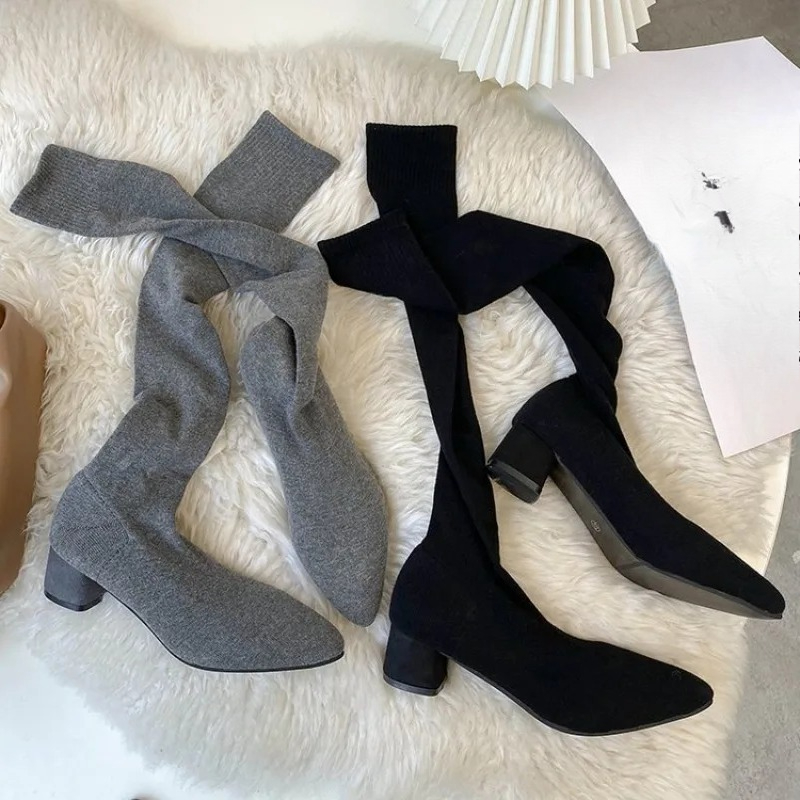 Sepatu Kaus Kaki Lutut Tinggi  - Sock Boot Women ulasan dan harga